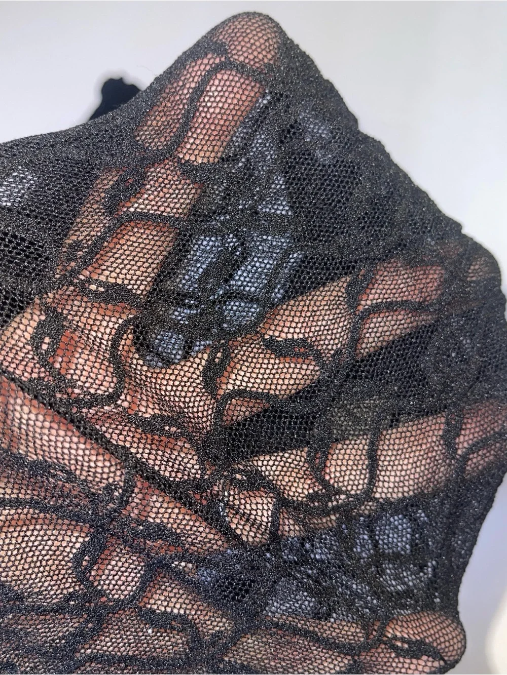 Lot of 3 Sexy Black Textured Lace Fishnet Thigh Hi Stockings Tights NWOT